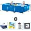 Image de Intex Rechthoekig Frame Zwembad - 300 x 200 x 75 cm - Blauw - Inclusief Solarzeil - Onderhoudspakket - Zwembadfilterpomp - Vloertegels