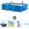 Image de Intex Rechthoekig Frame Zwembad - 300 x 200 x 75 cm - Blauw - Inclusief Solarzeil - Onderhoudspakket - Zwembadfilterpomp - Schoonmaakset
