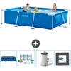 Image de Intex Rechthoekig Frame Zwembad - 300 x 200 x 75 cm - Blauw - Inclusief Afdekzeil - Onderhoudspakket - Zwembadfilterpomp - Vloertegels