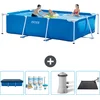 Image de Intex Rechthoekig Frame Zwembad - 300 x 200 x 75 cm - Blauw - Inclusief Afdekzeil - Onderhoudspakket - Zwembadfilterpomp - Solar Mat