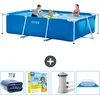 Image de Intex Rechthoekig Frame Zwembad - 300 x 200 x 75 cm - Blauw - Inclusief Solarzeil - Onderhoudspakket - Zwembadfilterpomp - Grondzeil