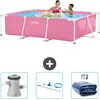 Image de Intex Rechthoekig Frame Zwembad - 220 x 150 x 60 cm - Roze - Inclusief Zwembadfilterpomp - Schoonmaakset - Solarzeil