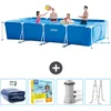 Image de Intex Rechthoekig Frame Zwembad - 450 x 220 x 84 cm - Blauw - Inclusief Solarzeil - Onderhoudspakket - Zwembadfilterpomp - Ladder