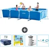 Image de Intex Rechthoekig Frame Zwembad - 450 x 220 x 84 cm - Blauw - Inclusief Solarzeil - Onderhoudspakket - Zwembadfilterpomp - Schoonmaakset
