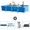 Image de Intex Rechthoekig Frame Zwembad - 450 x 220 x 84 cm - Blauw - Inclusief Afdekzeil - Onderhoudspakket - Zwembadfilterpomp - Solar Mat