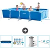 Image de Intex Rechthoekig Frame Zwembad - 450 x 220 x 84 cm - Blauw - Inclusief Afdekzeil - Onderhoudspakket - Zwembadfilterpomp - Schoonmaakset
