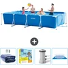 Image de Intex Rechthoekig Frame Zwembad - 450 x 220 x 84 cm - Blauw - Inclusief Solarzeil - Onderhoudspakket - Zwembadfilterpomp - Grondzeil