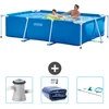 Image de Intex Rechthoekig Frame Zwembad - 260 x 160 x 65 cm - Blauw - Inclusief Zwembadfilterpomp - Solarzeil - Schoonmaakset