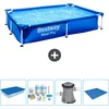 Image de Bestway Rechthoekig Steel Pro Zwembad - 221 x 150 x 43 cm - Blauw - Inclusief Afdekzeil - Onderhoudspakket - Pomp - Grondzeil