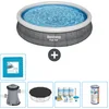 Image de Bestway Rond Opblaasbaar Fast Set Zwembad - Rotanprint - 366 x 76 cm - Inclusief Pomp Afdekzeil - Onderhoudspakket - Filter - Vloertegels