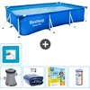 Image de Bestway Rechthoekig Steel Pro Zwembad - 300 x 201 x 66 cm - Blauw - Inclusief Pomp Solarzeil - Onderhoudspakket - Filter - Vloertegels