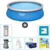 Image de Bestway Rond Opblaasbaar Fast Set Zwembad - 457 x 122 cm - Blauw - Inclusief Pomp - Ladder Solarzeil - Onderhoudspakket - Filter - Vloertegels