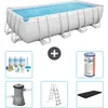 Image de Bestway Rechthoekig Power Steel Zwembad - 488 x 244 x 122 - Grijs Inclusief Pomp - Ladder - Afdekzeil Onderhoudspakket - Filter