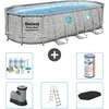Image de Bestway Ovaal Power Steel Swim Vista Zwembad - Steenprint - 549 x 274 x 122 - Inclusief Pomp - Ladder - Afdekzeil Onderhoudspakket - Filter