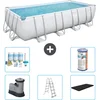 Image de Bestway Rechthoekig Power Steel Zwembad - 549 x 274 x 122 - Grijs - Inclusief Pomp - Ladder - Afdekzeil Onderhoudspakket - Filter
