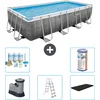 Image de Bestway Rechthoekig Power Steel Zwembad - Rattanprint - 549 x 274 x 122 - Inclusief Pomp - Ladder - Afdekzeil Onderhoudspakket - Filter