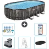 Image de Bestway Ovaal Power Steel Zwembad - 610 x 366 x 122 - Grijs - Inclusief Pomp - Ladder - Afdekzeil Onderhoudspakket - Filter