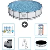 Image de Bestway Rond Steel Pro MAX Zwembad - 549 x 122 cm - Grijs - Inclusief Pomp - Ladder - Afdekzeil Onderhoudspakket - Filter