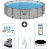 Image de Bestway Rond Steel Pro MAX Zwembad - Steenprint - 549 x 122 - Inclusief Pomp - Ladder - Afdekzeil Onderhoudspakket - Filter