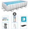 Image de Bestway Rechthoekig Power Steel Zwembad - 488 x 244 x 122 - Grijs Inclusief Pomp - Ladder - Afdekzeil Onderhoudspakket - Filter - Vloertegels