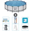 Image de Bestway Rond Steel Pro MAX Zwembad - 427 x 107 cm - Grijs - Inclusief Pomp - Ladder - Afdekzeil Onderhoudspakket - Filter - Vloertegels
