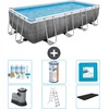 Image de Bestway Rechthoekig Power Steel Zwembad - Rattanprint - 549 x 274 x 122 - Inclusief Pomp - Ladder - Afdekzeil Onderhoudspakket - Filter - Vloertegels