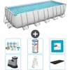 Image de Bestway Rechthoekig Power Steel Zwembad - 640 x 274 x 132 - Grijs - Inclusief Pomp - Ladder - Afdekzeil Onderhoudspakket - Filter - Vloertegels