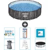 Image de Bestway Rond Steel Pro MAX Zwembad - Houtprint - 427 x 107 cm - Inclusief Pomp - Ladder - Afdekzeil Onderhoudspakket - Filter - Vloertegels