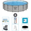 Image de Bestway Rond Steel Pro MAX Zwembad - Steenprint - 549 x 122 - Inclusief Pomp - Ladder - Afdekzeil Onderhoudspakket - Filter - Vloertegels