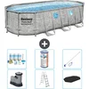 Image de Bestway Ovaal Power Steel Swim Vista Zwembad - Steenprint - 549 x 274 x 122 - Inclusief Pomp - Ladder - Afdekzeil Onderhoudspakket - Filter - Schoonmaakset