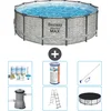Image de Bestway Rond Steel Pro MAX Zwembad - Steenprint - 427 x 122 cm - Inclusief Pomp - Ladder - Afdekzeil Onderhoudspakket - Filter - Schoonmaakset
