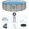 Image de Bestway Rond Steel Pro MAX Zwembad - Steenprint - 488 x 122 cm - Inclusief Pomp - Ladder - Afdekzeil Onderhoudspakket - Filter - Schoonmaakset