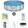 Image de Bestway Rond Steel Pro MAX Zwembad - 457 x 122 cm - Grijs - Inclusief Pomp - Ladder - Afdekzeil Onderhoudspakket - Filter