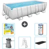 Image de Bestway Rechthoekig Power Steel Zwembad - 488 x 244 x 122 - Grijs Inclusief Pomp - Ladder - Afdekzeil Onderhoudspakket - Filter
