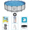 Image de Bestway Rond Steel Pro MAX Zwembad - 457 x 122 cm - Grijs - Inclusief Pomp - Ladder - Afdekzeil Onderhoudspakket - Filter - Vloertegels