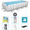 Image de Bestway Rechthoekig Power Steel Zwembad - 488 x 244 x 122 - Grijs Inclusief Pomp - Ladder - Afdekzeil Onderhoudspakket - Filter - Vloertegels