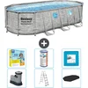 Image de Bestway Ovaal Power Steel Swim Vista Zwembad - Steenprint - 549 x 274 x 122 - Inclusief Pomp - Ladder - Afdekzeil Onderhoudspakket - Filter - Vloertegels