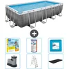 Image de Bestway Rechthoekig Power Steel Zwembad - Rattanprint - 549 x 274 x 122 - Inclusief Pomp - Ladder - Afdekzeil Onderhoudspakket - Filter - Vloertegels