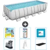 Image de Bestway Rechthoekig Power Steel Zwembad - 640 x 274 x 132 - Grijs - Inclusief Pomp - Ladder - Afdekzeil Onderhoudspakket - Filter - Vloertegels