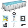 Image de Bestway Rechthoekig Power Steel Zwembad - 640 x 274 x 132 - Grijs - Inclusief Pomp - Ladder - Afdekzeil Onderhoudspakket - Filter - Vloertegels