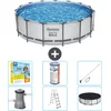 Image de Bestway Rond Steel Pro MAX Zwembad - 457 x 122 cm - Grijs - Inclusief Pomp - Ladder - Afdekzeil Onderhoudspakket - Filter - Schoonmaakset
