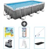 Image de Bestway Rechthoekig Power Steel Zwembad - Rattanprint - 549 x 274 x 122 - Inclusief Pomp - Ladder - Afdekzeil Onderhoudspakket - Filter - Schoonmaakset