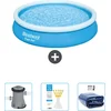 Image de Bestway Rond Opblaasbaar Fast Set Zwembad - 366 x 76 cm - Blauw - Inclusief Pomp - Testrips - Solarzeil