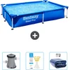 Image de Bestway Rechthoekig Steel Pro Zwembad - 221 x 150 x 43 cm - Blauw - Inclusief Pomp - Testrips - Solarzeil
