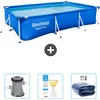 Image de Bestway Rechthoekig Steel Pro Zwembad - 300 x 201 x 66 cm - Blauw - Inclusief Pomp - Testrips - Solarzeil