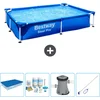 Image de Bestway Rechthoekig Steel Pro Zwembad - 221 x 150 x 43 cm - Blauw - Inclusief Afdekzeil - Onderhoudspakket - Pomp - Schoonmaakset