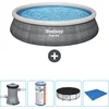 Image de Bestway Rond Opblaasbaar Fast Set Zwembad - Rotanprint - 457 x 84 cm - Inclusief Pomp Filter - Afdekzeil - Grondzeil