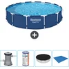 Image de Bestway Rond Steel Pro Zwembad - 396 x 84 cm - Blauw - Inclusief Pomp Filter - Afdekzeil - Grondzeil