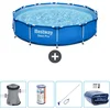 Image de Bestway Rond Steel Pro Zwembad - 366 x 76 cm - Blauw - Inclusief Pomp Filter - Schoonmaakset - Solarzeil