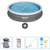 Image de Bestway Rond Opblaasbaar Fast Set Zwembad - Rotanprint - 366 x 76 cm - Inclusief Pomp Filter - Schoonmaakset - Testrips